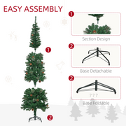 6.5FT Artificial Slim Christmas Tree Holiday Home Decor with Pine Cones