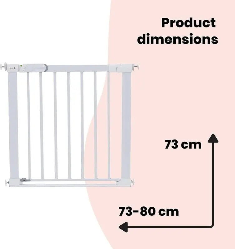 Safety 1st Secure Tech Flat Step Metal Gate Thin Step Over Bar 73 to 80 cm White Safety 1st