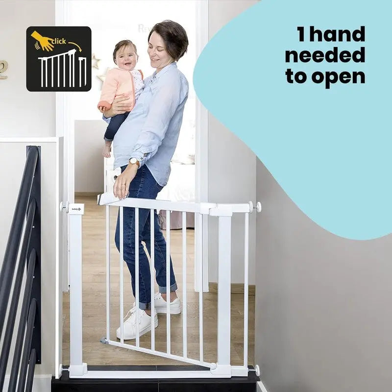 Safety 1st Secure Tech Flat Step Metal Gate Thin Step Over Bar 73 to 80 cm White Safety 1st