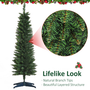 Christmas Tree 5ft Artificial Slim Pencil Pine Green 294 Tips Xmas With Stand