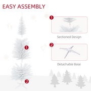 1.8m 6ft Artificial Pine Pencil Slim Christmas Tree with 390 Branch Tips White