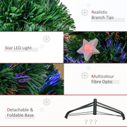 Christmas Tree 4ft Fibre Optic LED Prelit Green Artificial Xmas Star Light Stand