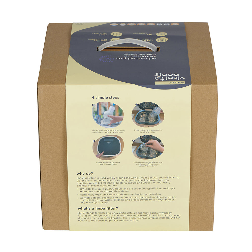 Vital Baby Nurture Advanced Pro UV Steriliser & Dryer Smoky Blue Baby Products Wholesaler