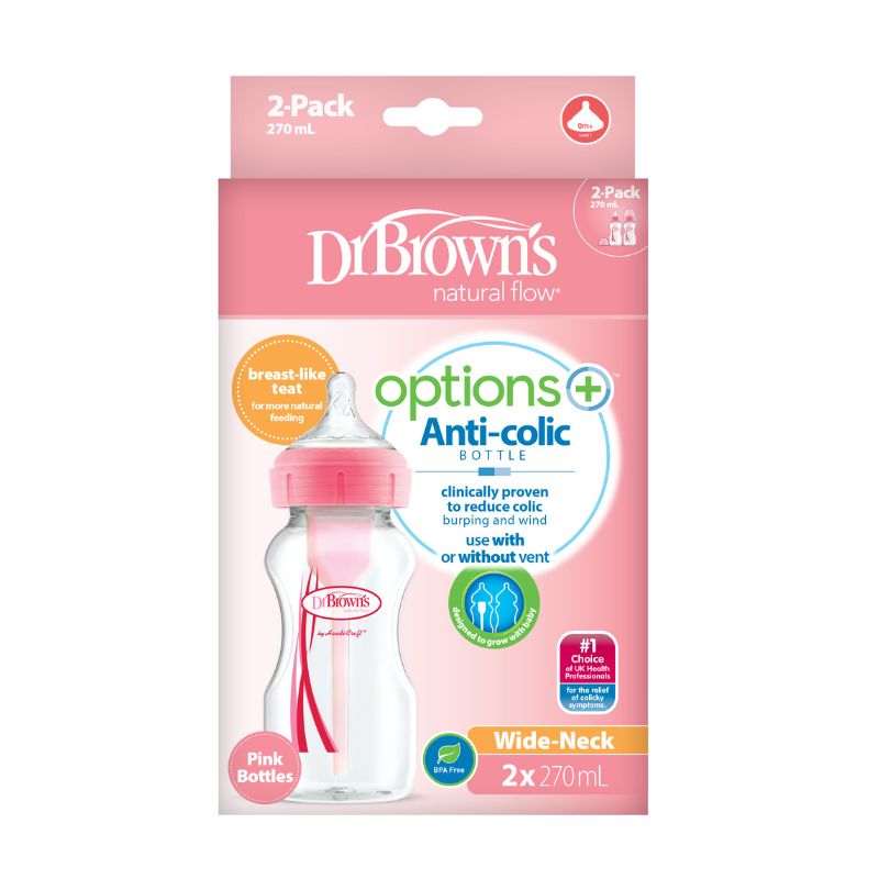 Dr Brown's Options+ Bottle Pink 270ml 2Pk Baby Products Wholesaler