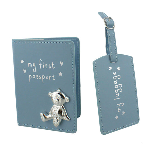 Button Corner PU My First Passport & Luggage Tag - Blue Baby Products Wholesaler