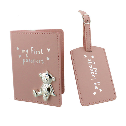Button Corner PU My First Passport & Luggage Tag - Pink Baby Products Wholesaler