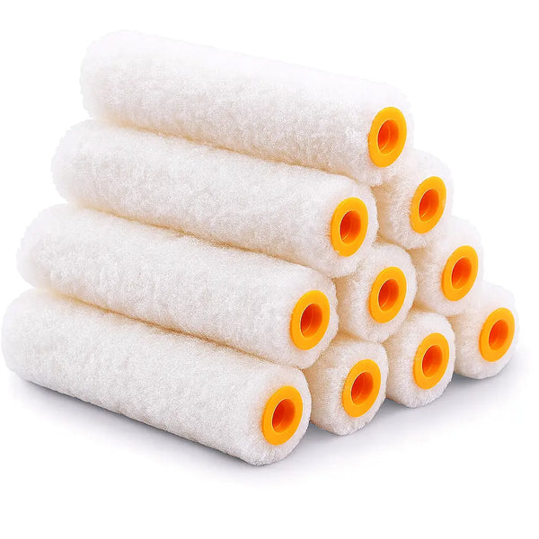 Mini Paint Roller Sleeves 10 Pack Foam Pile Refills Radiator Skirting Emulsion nt