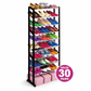 30 Pairs Shoe Rack Stackable Organiser Cabinet Storage Standing Shelves Black