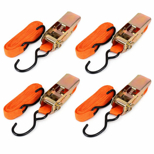 4Pc Ratchet Straps Tie Down 25mm/5m Endless Claw Lashing Handy Heavy Duty S Hook