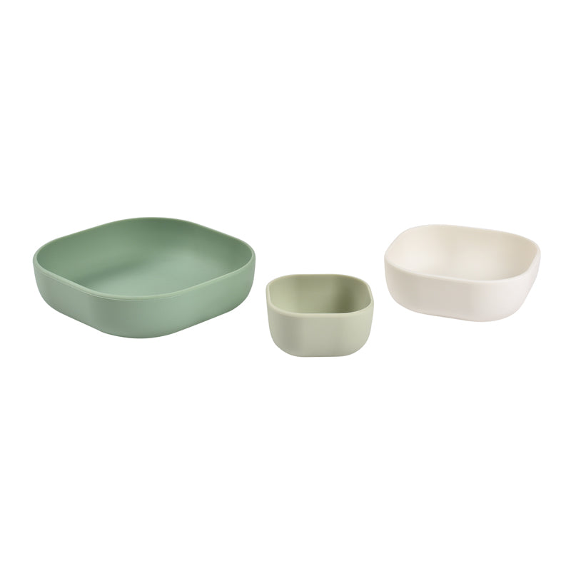 Béaba Set of 3 Silicone Bowls (Sage green/Cotton/Misty green) Baby Products Wholesaler
