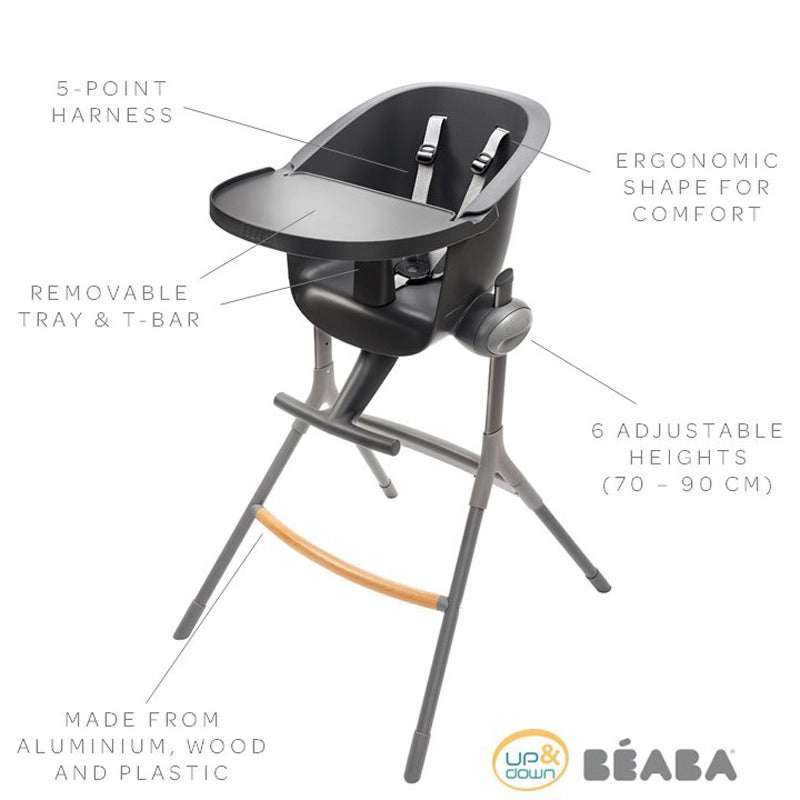 Béaba Up & Down Evolutive Highchair Dark Grey Baby Products Wholesaler