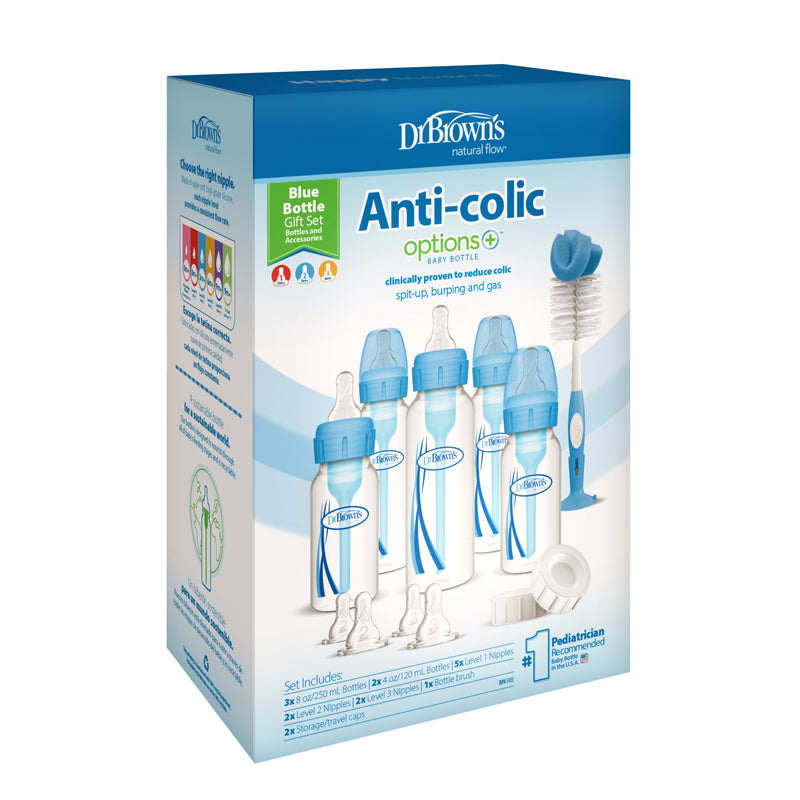 Dr Brown's Anti-Colic Options+ Narrow Neck Blue Baby Bottle Gift Set Baby Products Wholesaler