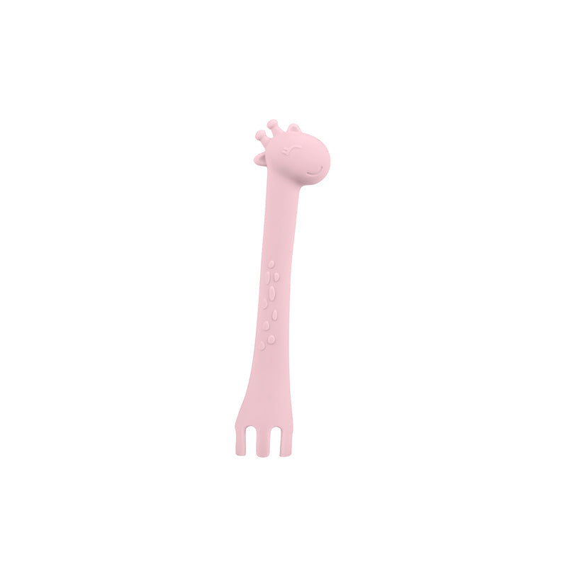 Kikka Boo Silicone Spoon With Fork Giraffe Pink Baby Products Wholesaler