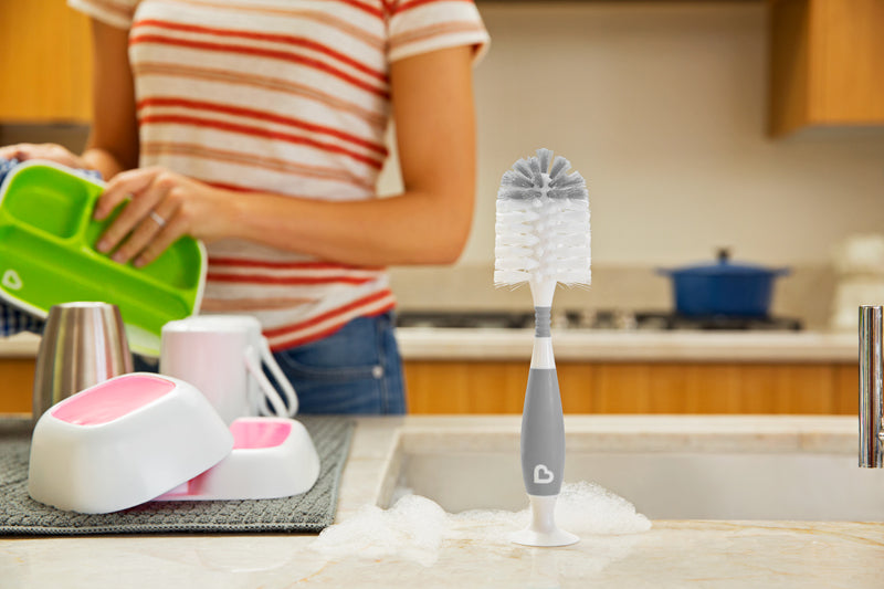 Munchkin Baby Milk Bottle and Teat Brush Cleaning Bristle Grey