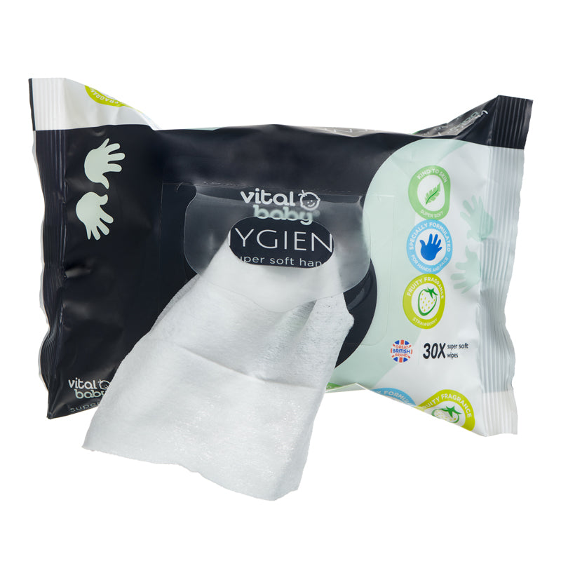 Vital Baby Hygiene Super Soft Hand & Face Wipes - Fresh Fruity Fragrance 30Pk Baby Products Wholesaler