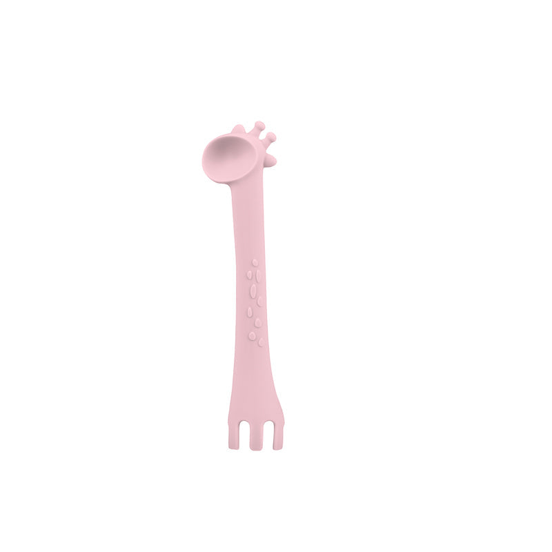 Kikka Boo Silicone Spoon With Fork Giraffe Pink Baby Products Wholesaler