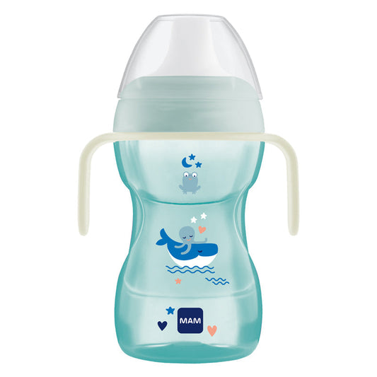 MAM Fun To Drink Cup & Glow with Handles Blue 270ml Baby Products Wholesaler