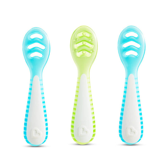 Munchkin Gentle Dip Multistage First Spoons Blue Green 3Pk Baby Products Wholesaler