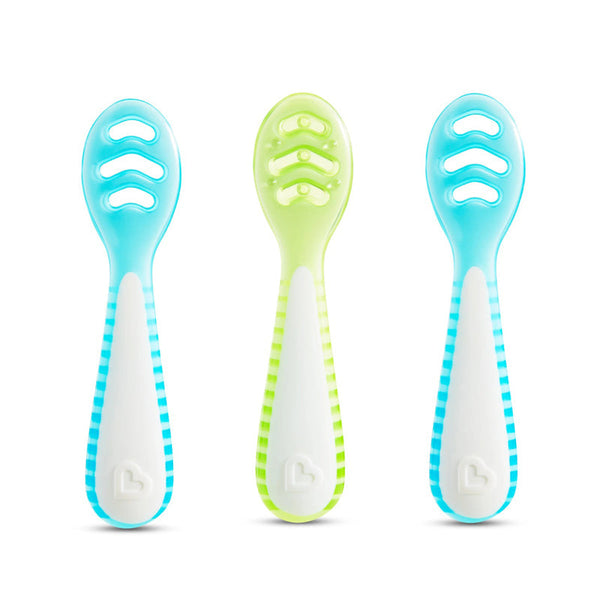 Munchkin Gentle Dip Multistage First Spoons Blue Green 3Pk Baby Products Wholesaler