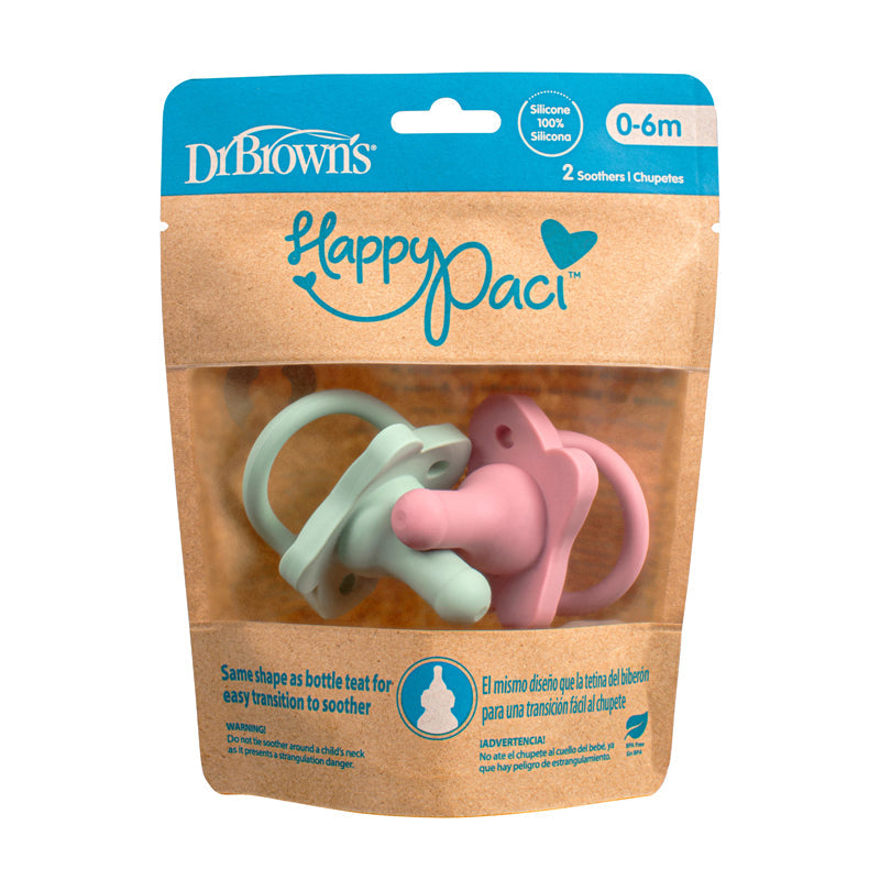 Dr Brown's Happypaci Silicone One-Piece Soother Pink 0-6m 2Pk Baby Products Wholesaler