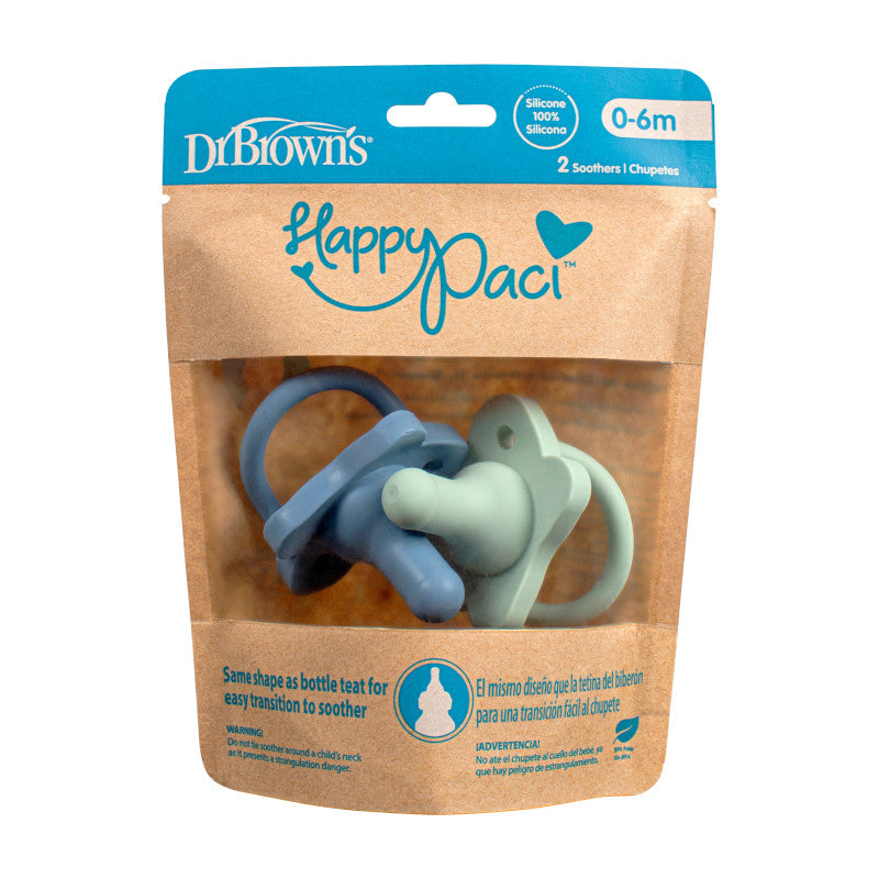 Dr Brown's Happypaci Silicone One-Piece Soother Blue 0-6m 2Pk Baby Products Wholesaler