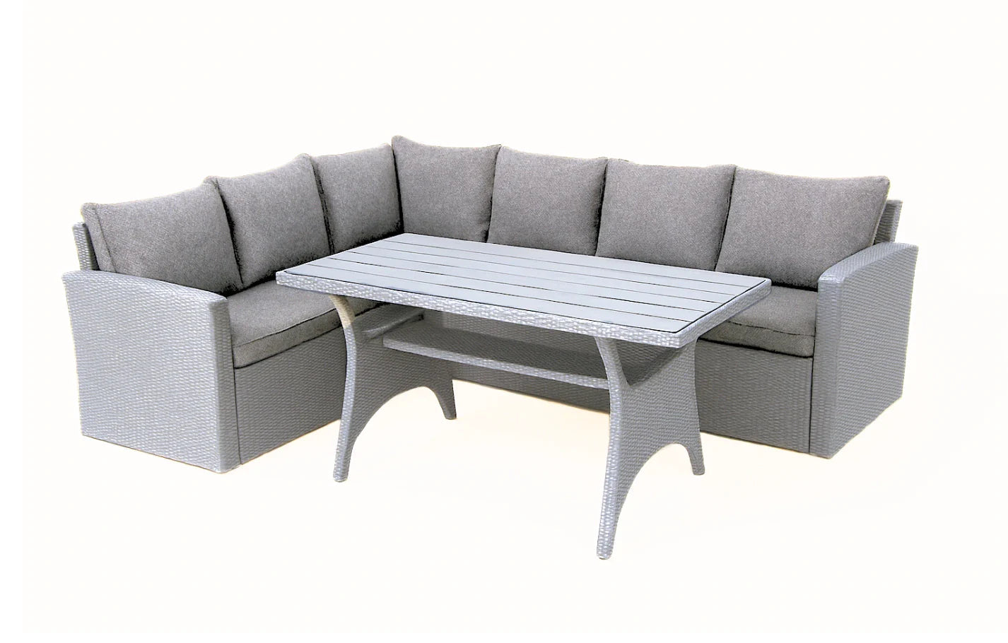 Stockholm 6 Seater Grey Rattan Garden Corner Dining Set MINT Outdoor