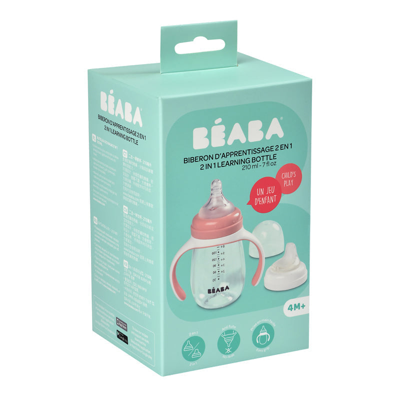 Béaba 2 In1 Learning Bottle Pink 210ml Baby Products Wholesaler