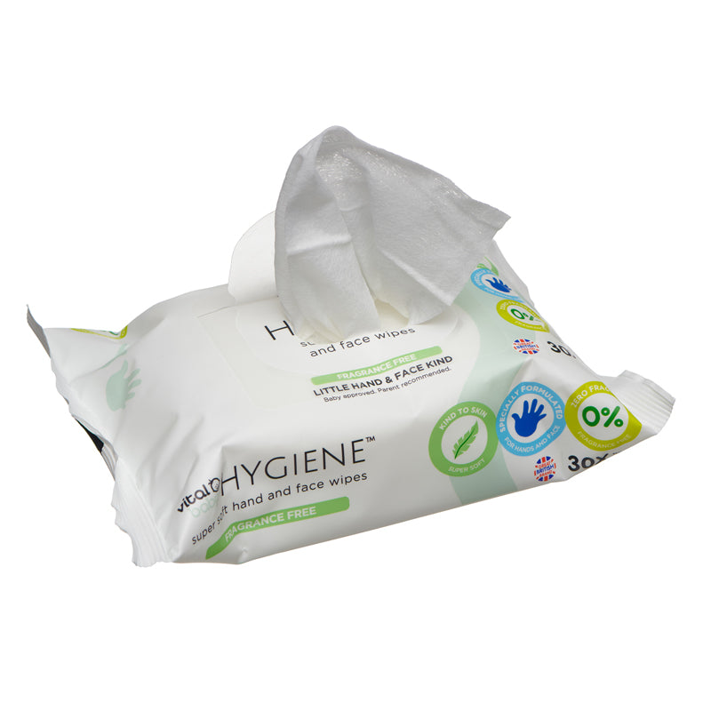 Vital Baby Hygiene Super Soft Hand & Face Wipes - Fragrance Free 30Pk Baby Products Wholesaler