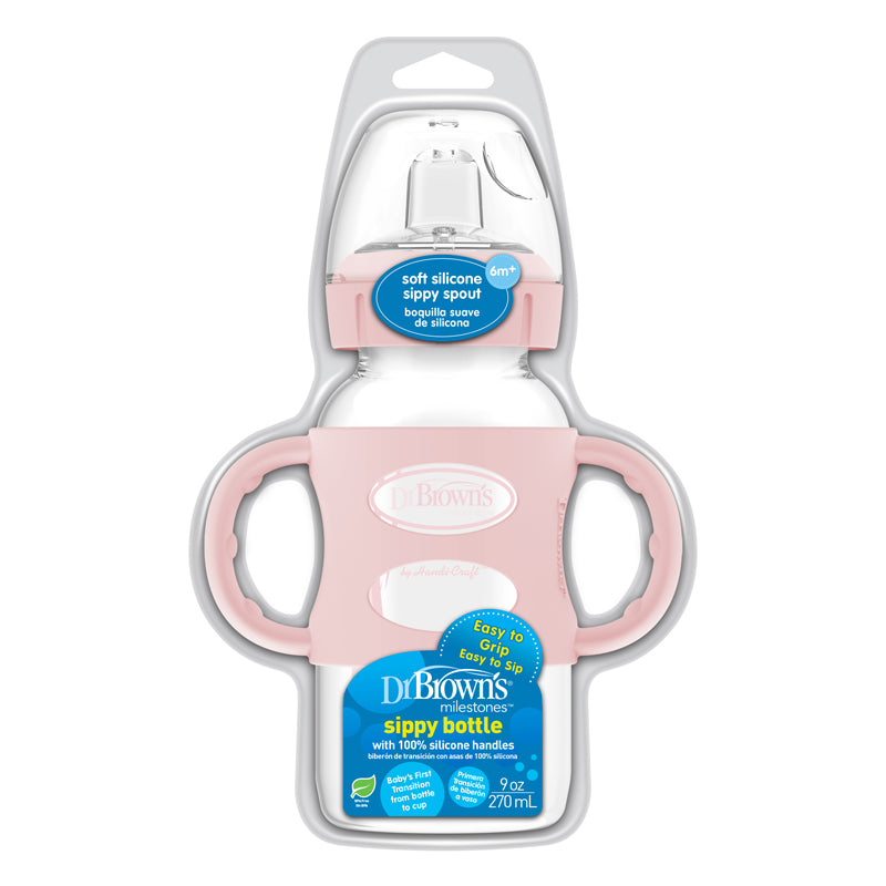 Dr Brown's Milestones™ Sippy Spout Bottle with Silicone Handles Pink 270ml Baby Products Wholesaler