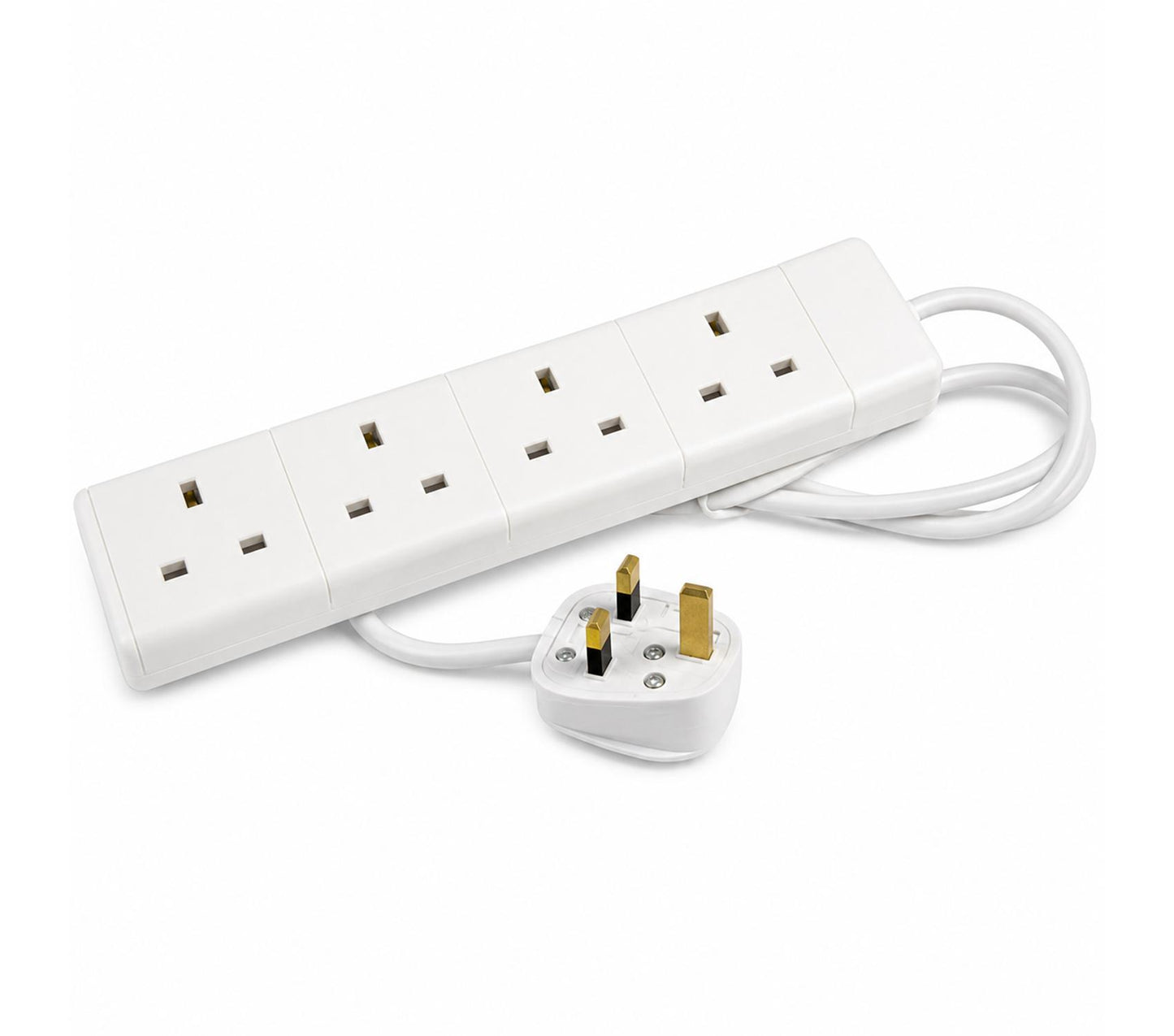 4 Gang Way Extension Socket Lead Cable Electric 13a Mains Power Adaptor Neon 2m Elpine