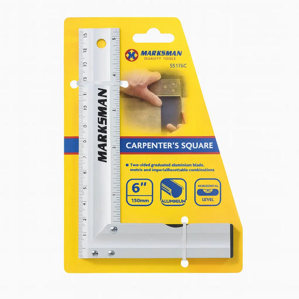 Carpenter Square Spirit Level Aluminium Measuring Ruler 6'' 150mm Marksman