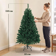 HOMCOM 5ft Artificial Christmas Tree, Fir Hinged Xmas Tree with 420 Branch Tips, Foldable Steel Stand, Green