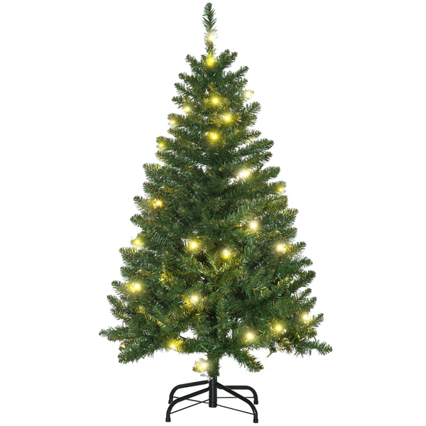 Christmas Tree 4ft Prelit Artificial Green Warm White LED 8 Modes Xmas With Base
