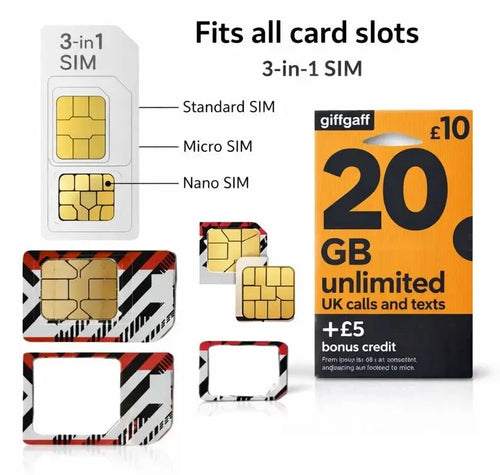 Giff Gaff Sim Card Mobile Phone GPS Tracking Device Car Pet Child Personal PAYG Deal For Any Occasion