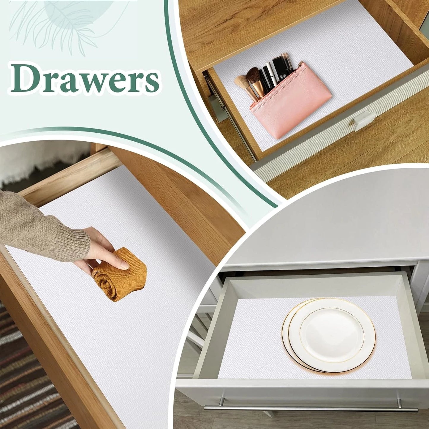 Non-Slip Drawer Shelf Liner 45x900cm White Cupboard Mat Organiser