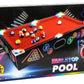 LED Tabletop Pool Table Game with Light Up Pockets 2 Cues Balls and Chalk Set Unbranded