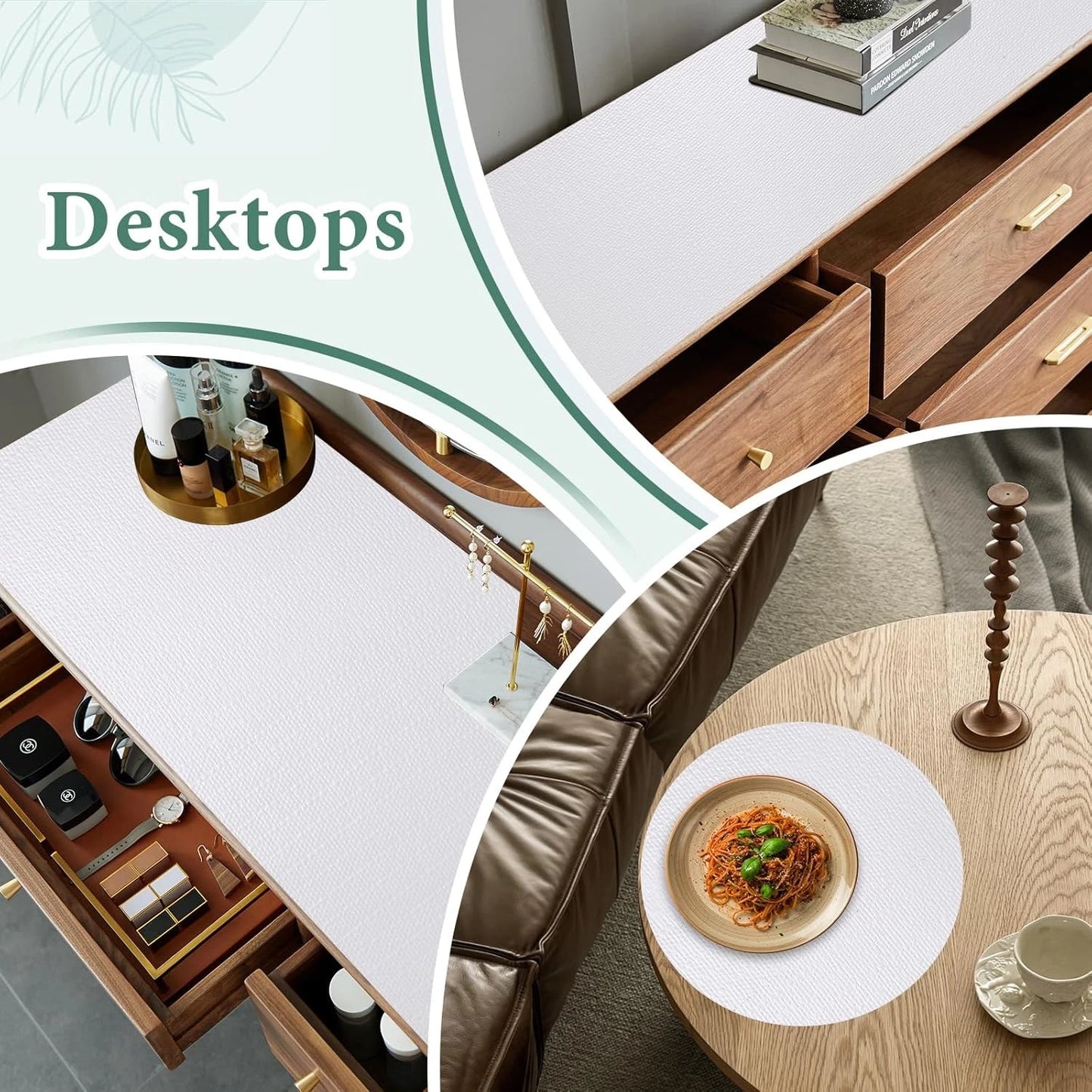 Non-Slip Drawer Shelf Liner 45x900cm White Cupboard Mat Organiser