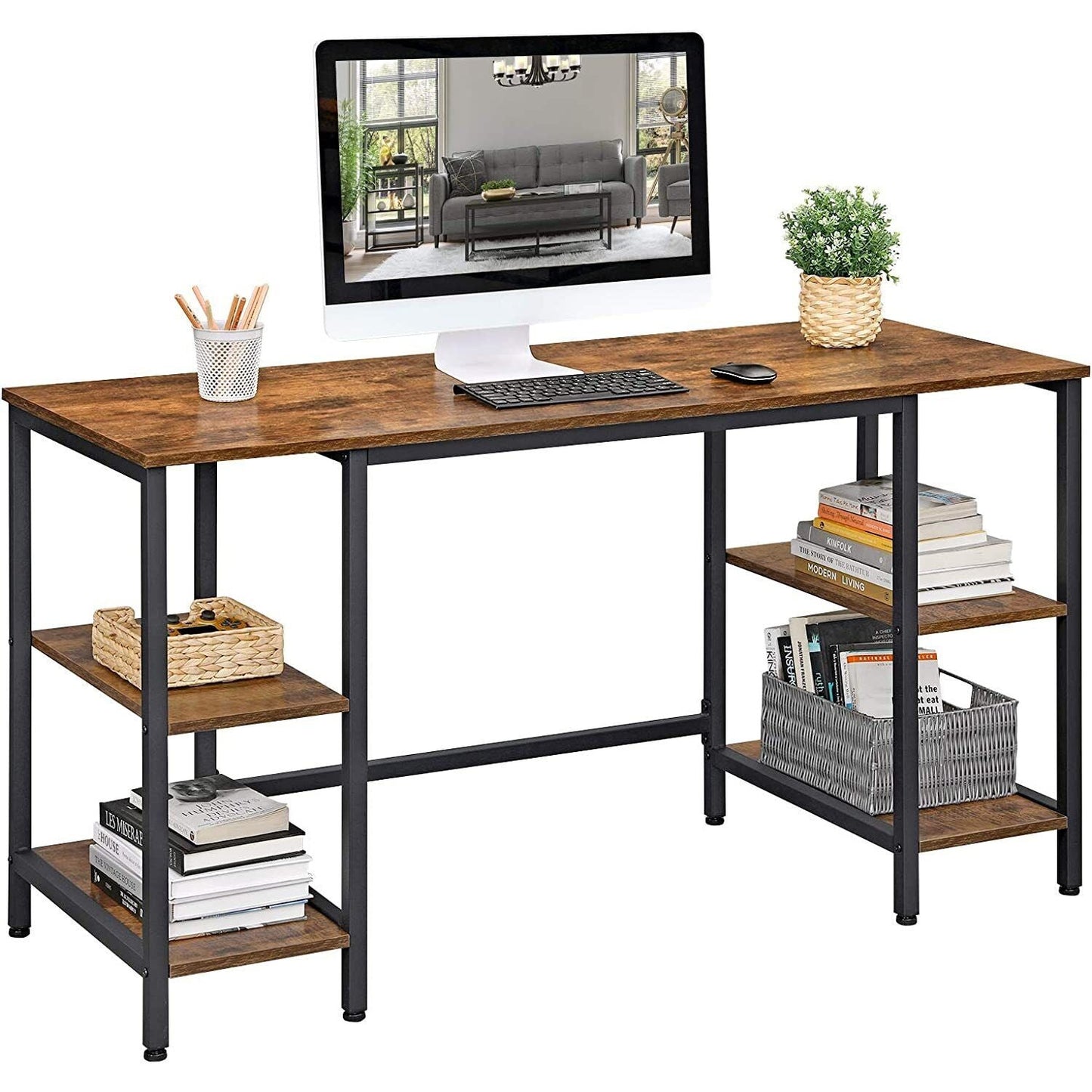 Large Computer Desk Industrial Wood Table Home Office Laptop Workstation