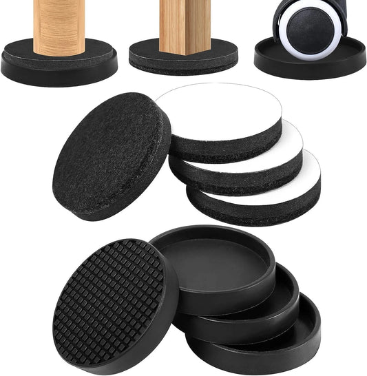 2.5'' Furniture Coasters & Felt Sliders Set, Non-Slip Pads for Hardwood Floors