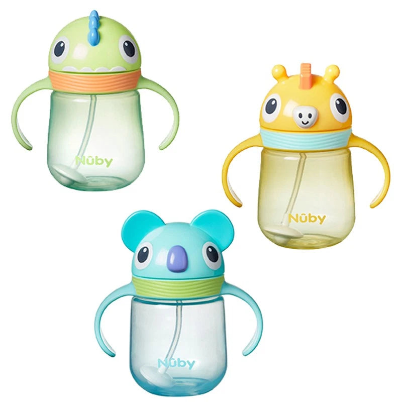 Nuby Sippy Cup Straw Bottle Trainer Beaker 240ml Handle 6 Months