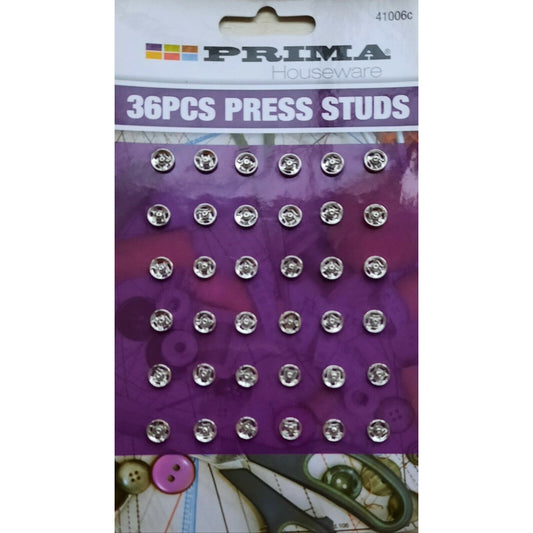36pc Press Studs Fasteners Sewing Poppers Snap Button Sew Craft Metal Small