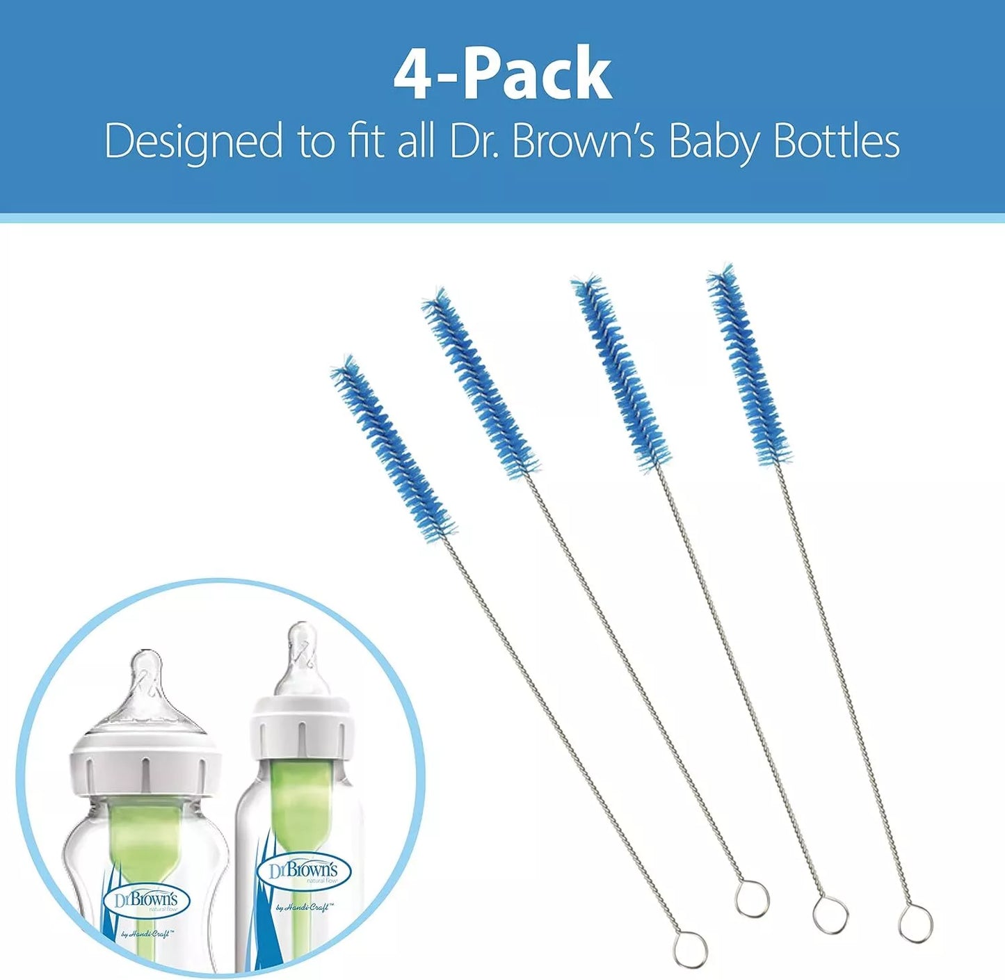 Dr Brown's Baby Infant Cleaning Milk Vent Bottle Teat Brush 4pieces
