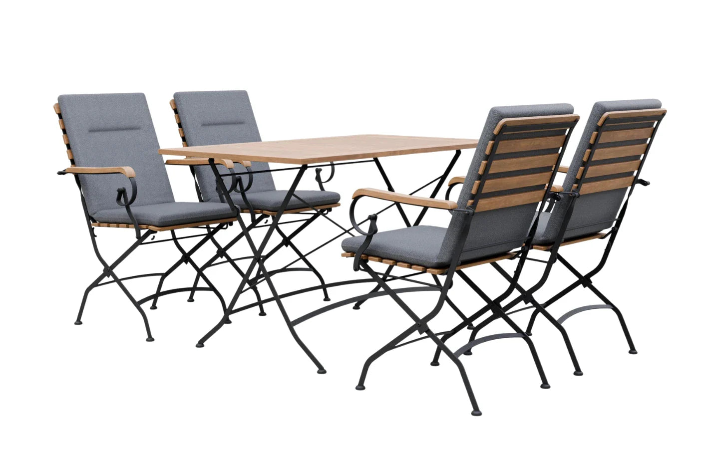 Sicily 4 Seater Teak and Wrought Iron Rectangular 120cm Garden Dining Set MINT Outdoor