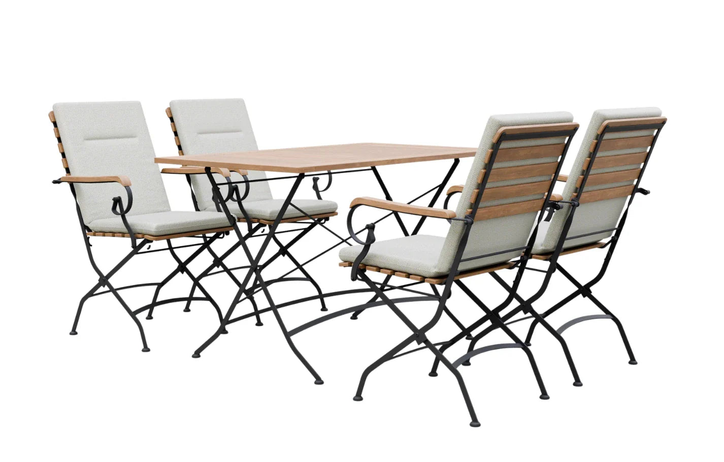 Sicily 4 Seater Teak and Wrought Iron Rectangular 120cm Garden Dining Set MINT Outdoor
