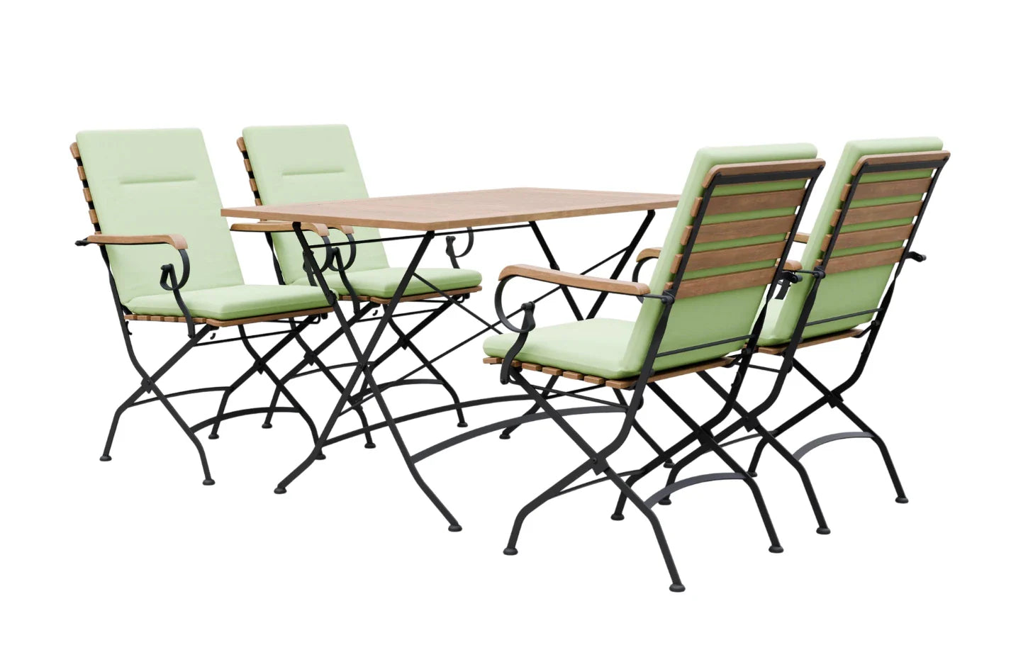 Sicily 4 Seater Teak and Wrought Iron Rectangular 120cm Garden Dining Set MINT Outdoor