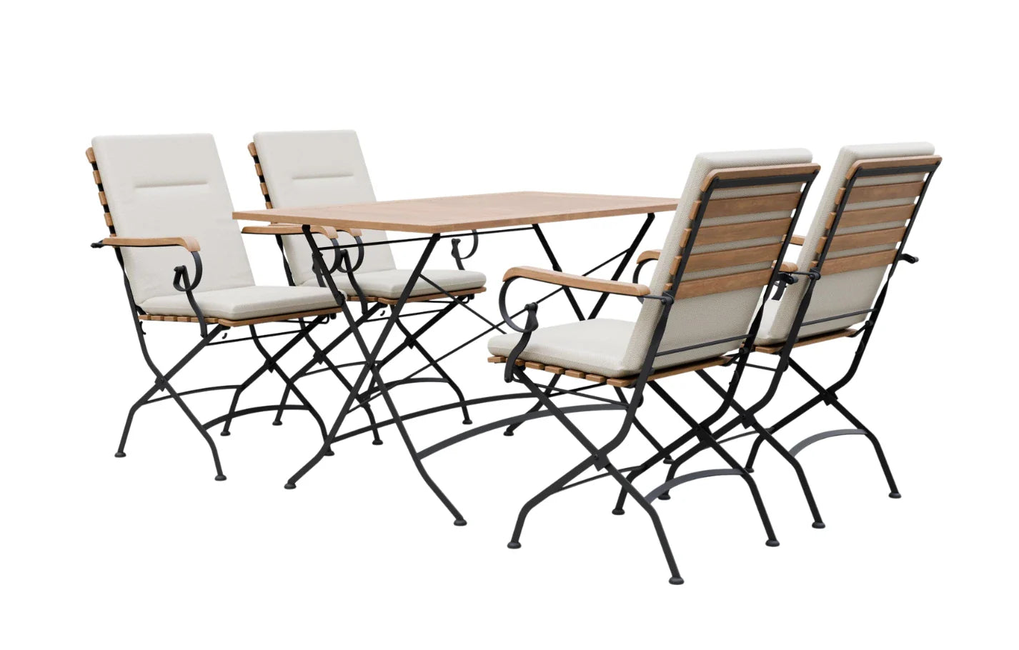 Sicily 4 Seater Teak and Wrought Iron Rectangular 120cm Garden Dining Set MINT Outdoor
