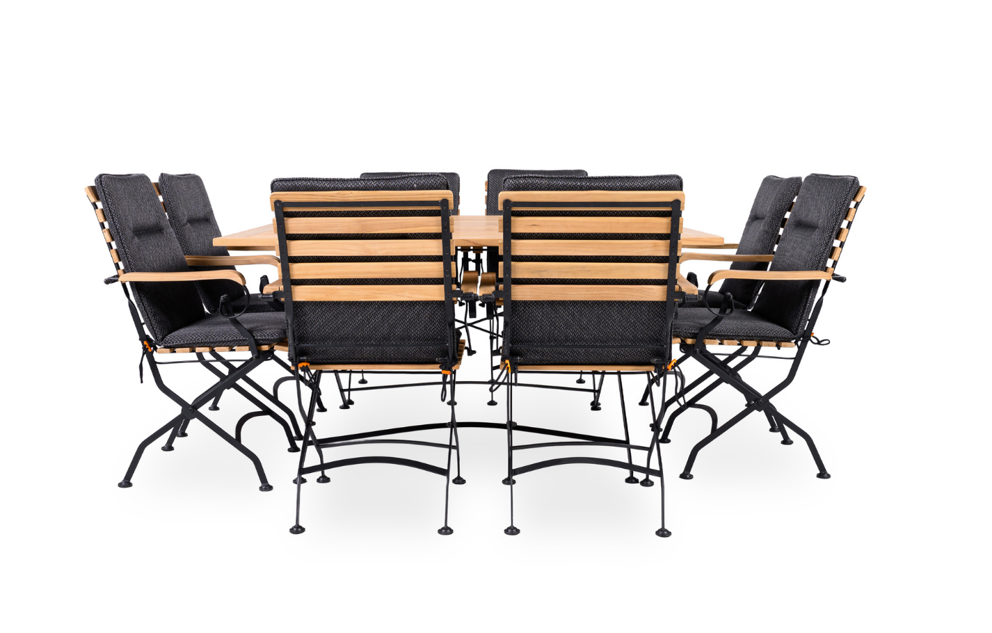 Sicily 8 Seater Teak and Wrought Iron Square 140cm Garden Dining Set MINT Outdoor