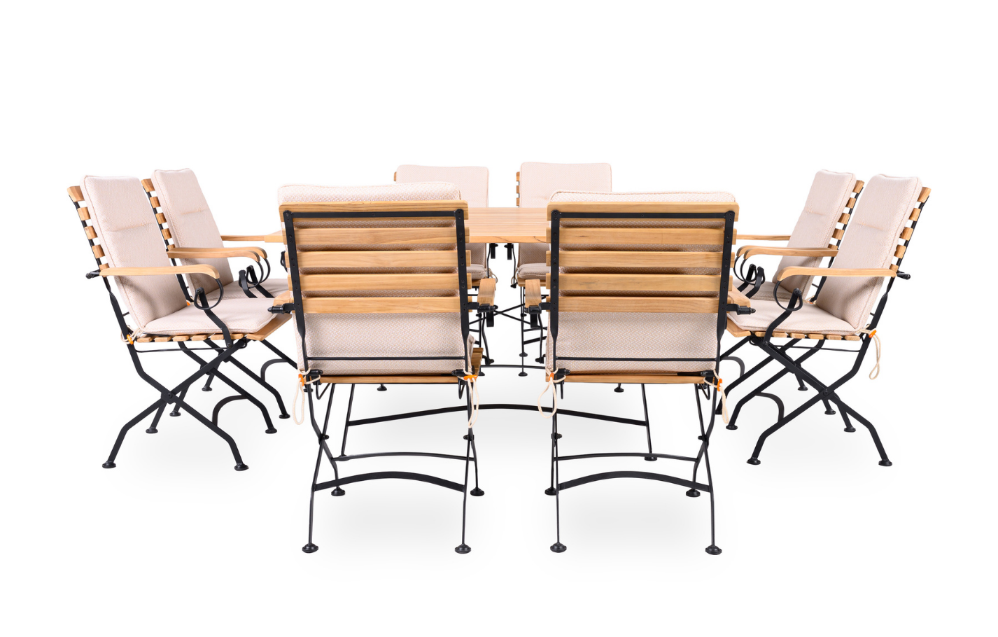 Sicily 8 Seater Teak and Wrought Iron Square 140cm Garden Dining Set MINT Outdoor