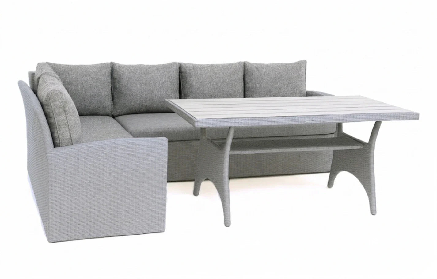 Stockholm 6 Seater Grey Rattan Garden Corner Dining Set MINT Outdoor