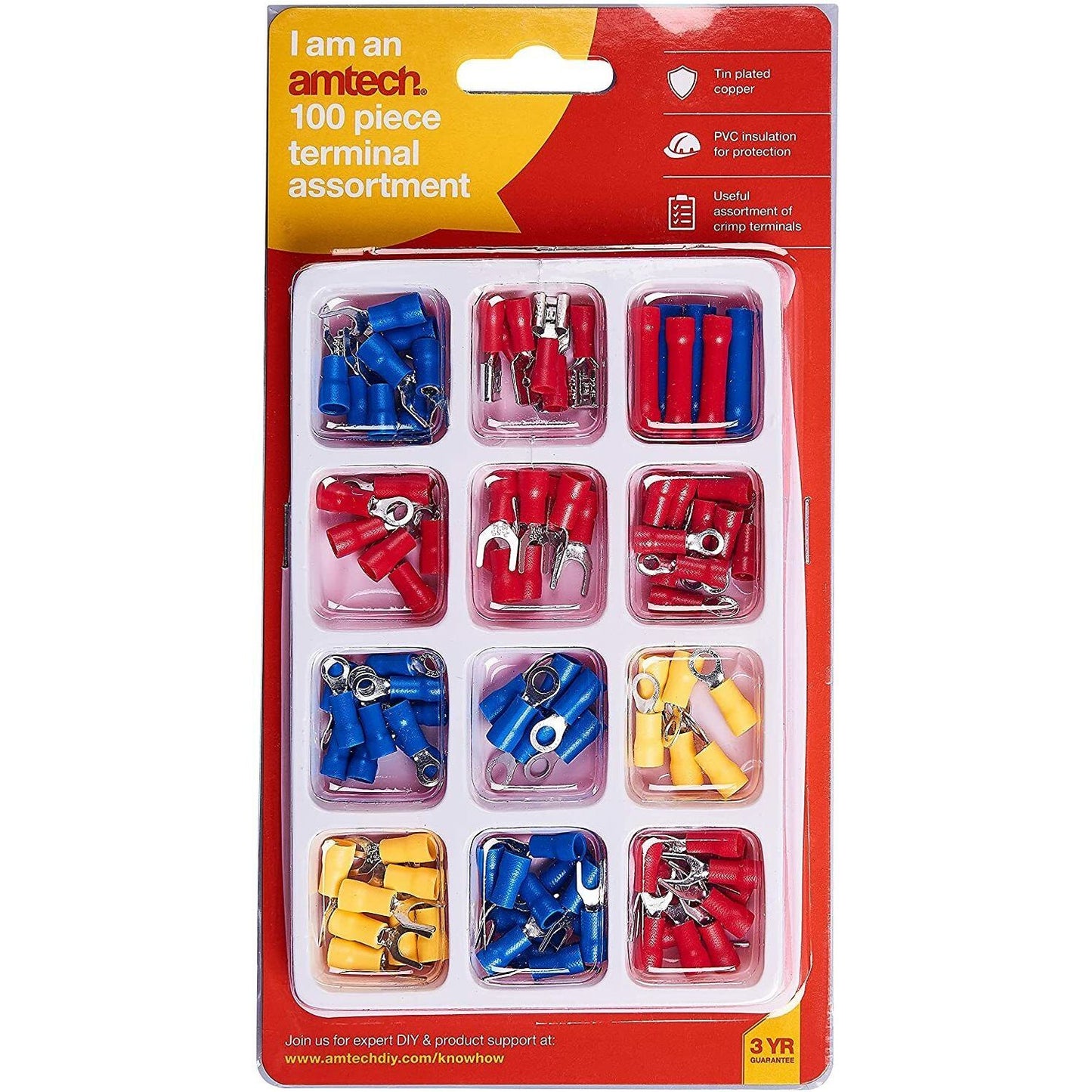 Electrical Wire Terminal Assortment Set Insulated Spade Crimp Connectors 100pk